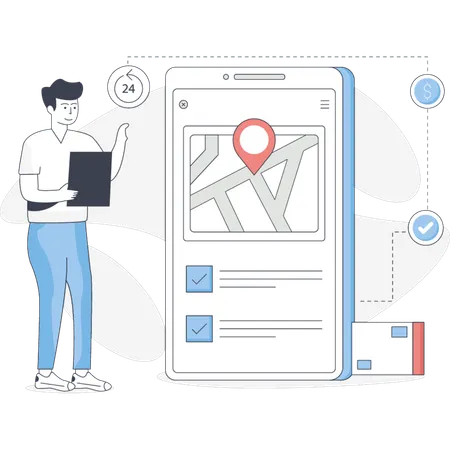 Man is seeing at the place of delivery  Illustration