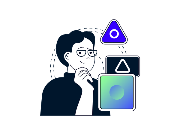 Man is selecting design shape  Illustration