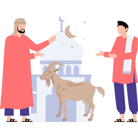 Man is selling a goat  イラスト