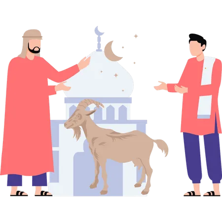 Man is selling a goat  イラスト