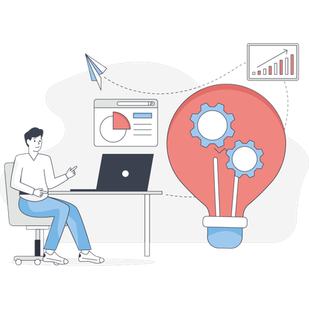 Man is setting creative idea  Illustration