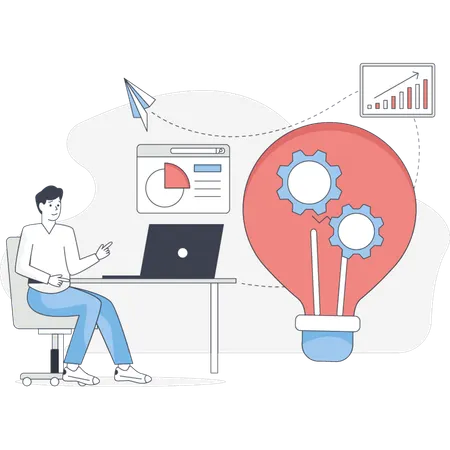 Man is setting creative idea  Illustration