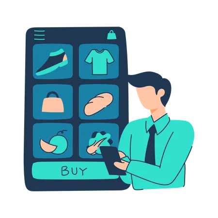 Man is shopping from Ecommerce app  Illustration