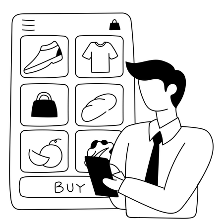 Man is shopping from Ecommerce app  Illustration