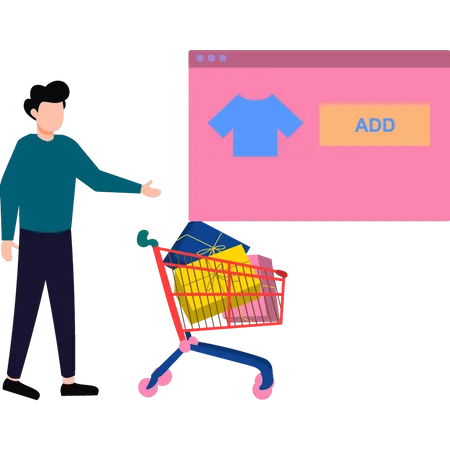 The Boy Is Shopping Online Illustration