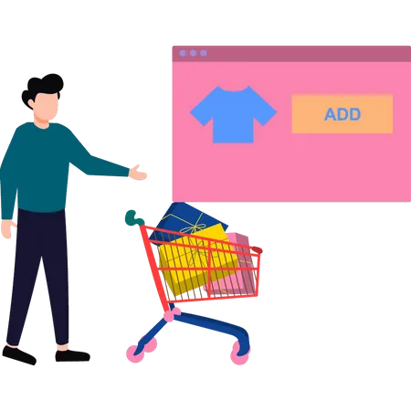 Man is shopping online  Illustration