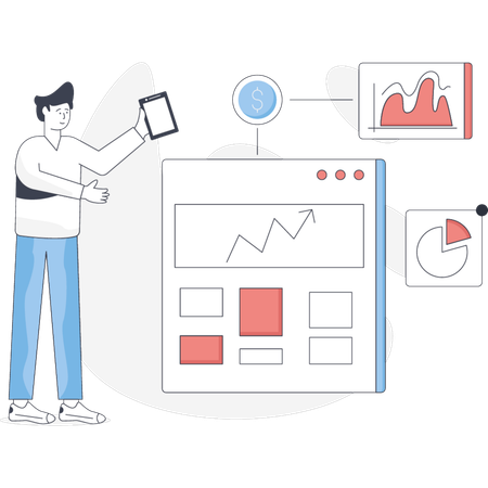 Man is showing business chart  Illustration