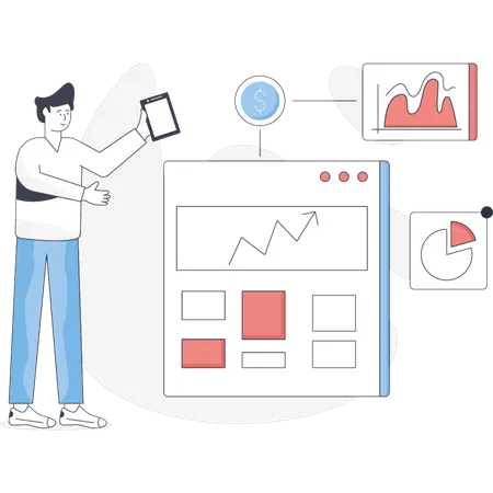 Man is showing business chart  Illustration