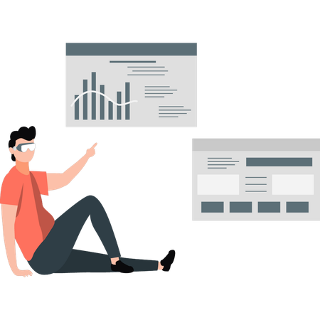 Man is showing business line graph  Illustration