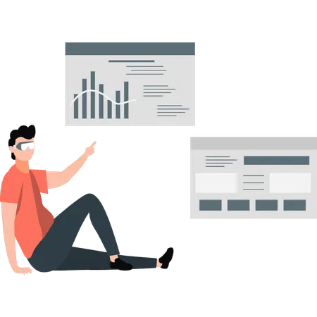 Man is showing business line graph  Illustration