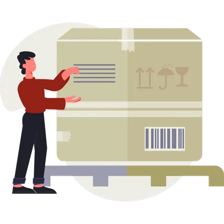 Man is showing delivery box  Illustration