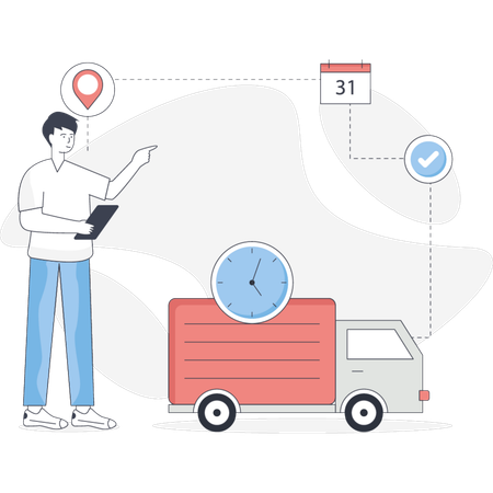 Man is showing delivery time  Illustration