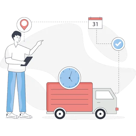 Man is showing delivery time  Illustration