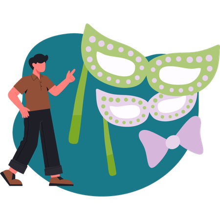 Man is showing eyes masks  Illustration