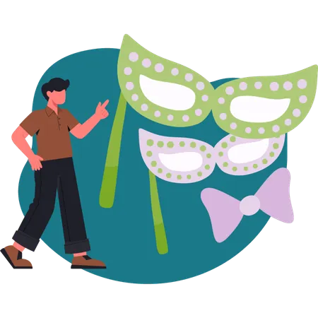 Man is showing eyes masks  Illustration