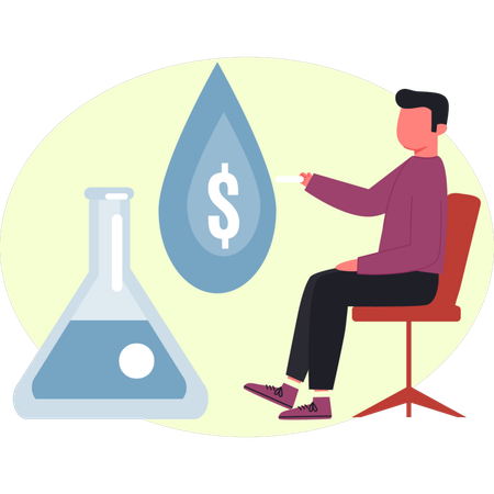 Man is showing flask petrol  Illustration
