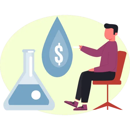 Man is showing flask petrol  Illustration