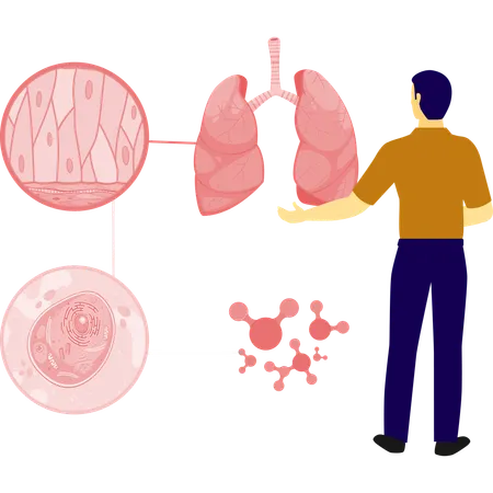 Man is showing lungs cancer inspection  Illustration