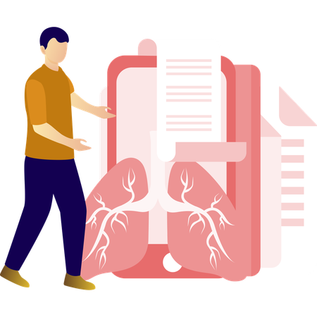 Man is showing lungs report  Illustration