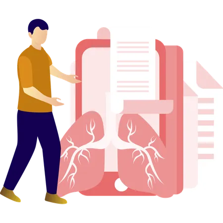Man is showing lungs report  Illustration