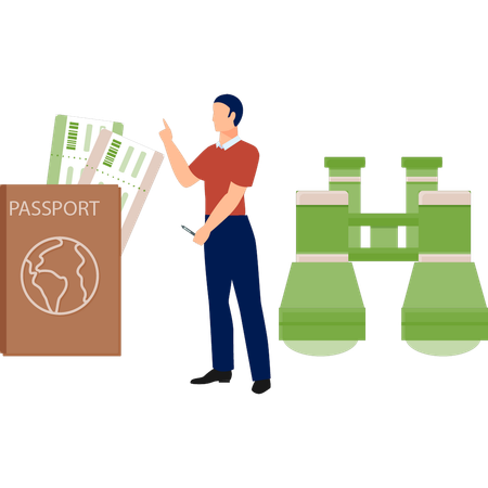 Man is showing passport  Illustration
