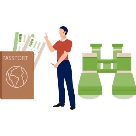 Man is showing passport  Illustration