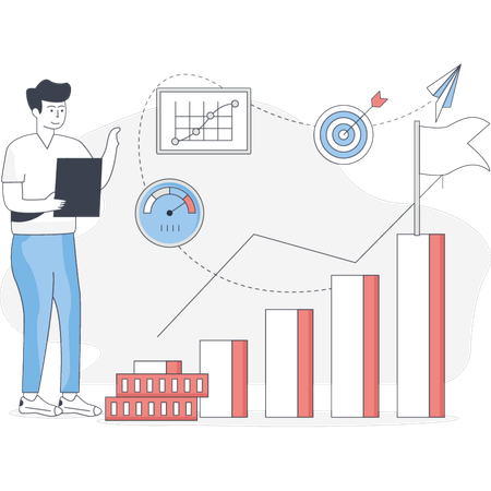 Man is showing success performance  Illustration