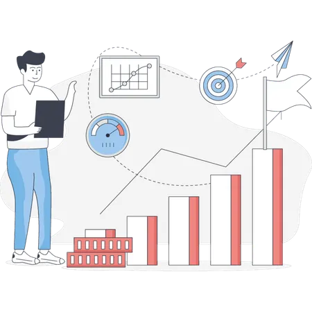 Man is showing success performance  Illustration