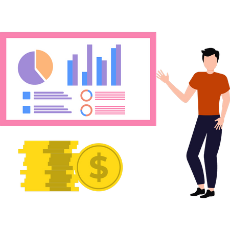 Man is showing the dollar graph  Illustration