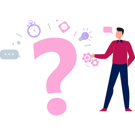 A Guy Is Showing The Question Mark Sign Illustration