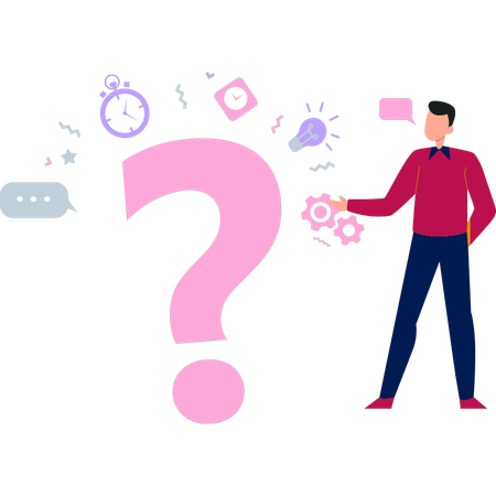 Man is showing the question mark sign  イラスト