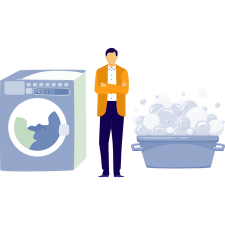 Man is showing washing tube  Illustration
