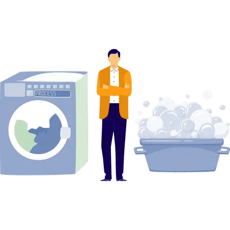 Man is showing washing tube  Illustration