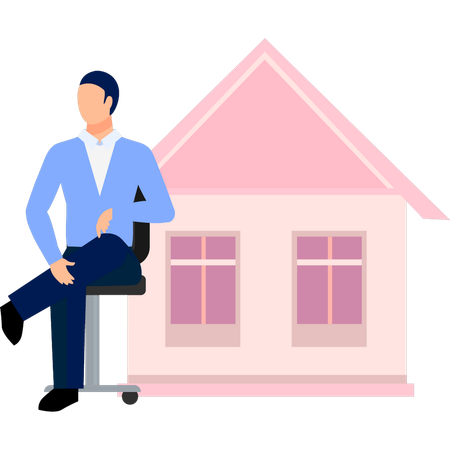 Man is sitting beside the church  Illustration