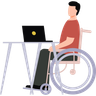 man sitting on wheelchair illustration svg