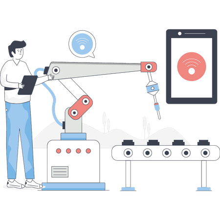 Man is solving network problem  Illustration