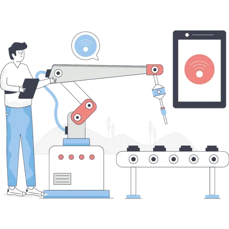 Man is solving network problem  Illustration