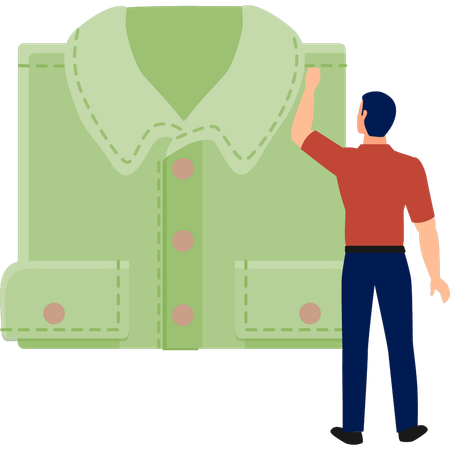 Man is standing near coat  Illustration