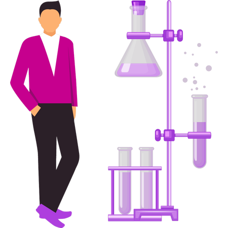 Man is standing near the burner stand  Illustration