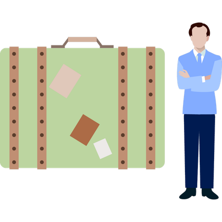 Man is standing next to the briefcase  Illustration
