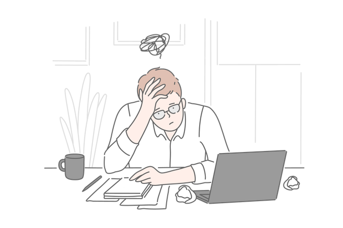 Man is stressed  Illustration