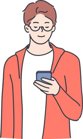 Man is surfing on mobile  Illustration