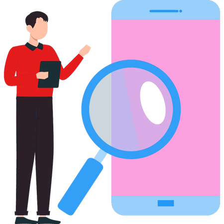 Man is talking about search on a mobile  Illustration