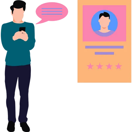 Man is talking to the star user  Illustration