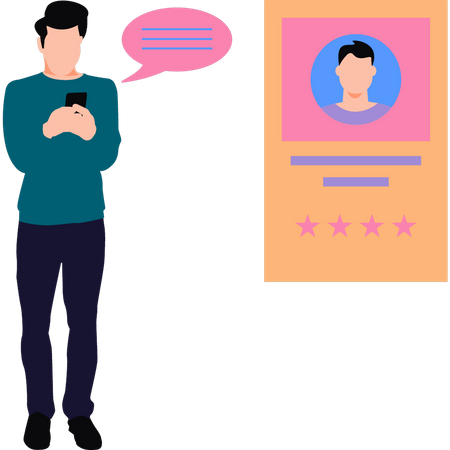 Man is talking to the star user  Illustration