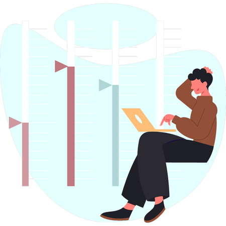 Man is thinking about customer feedback system  Illustration