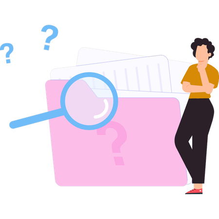 Man is thinking about folder question  Illustration