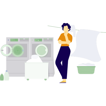 Man is thinking about hand sewing cloth  Illustration