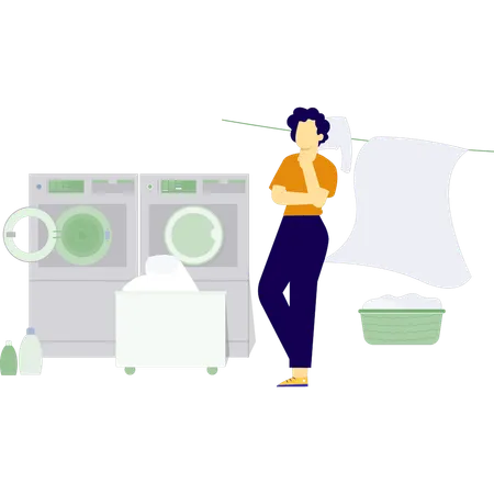 Man is thinking about hand sewing cloth  Illustration