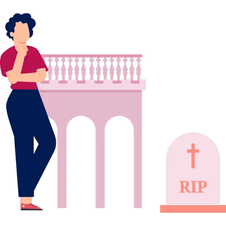 男はリップについて考えている  イラスト